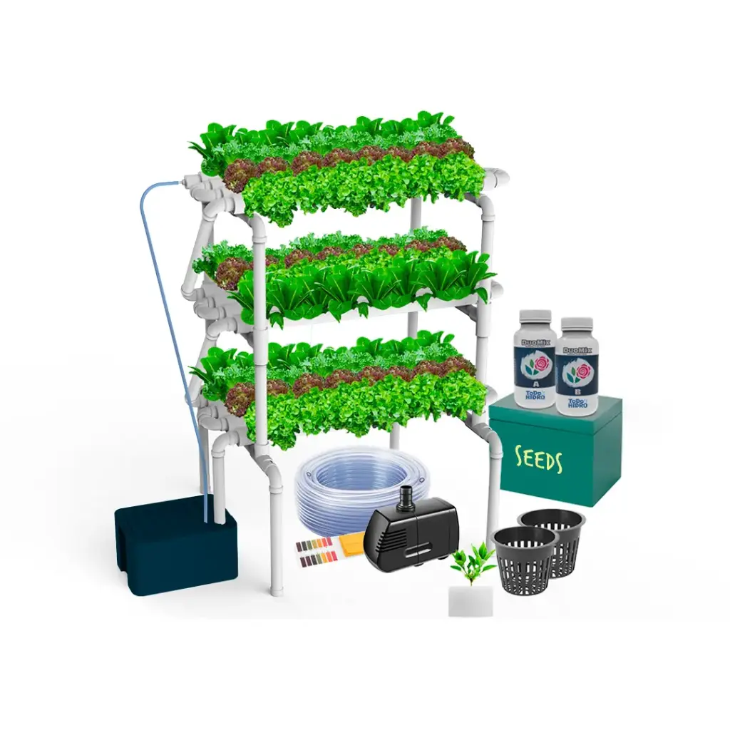 [KITWNUTRN8] Hydroponic Kit N8 NFT System for 96 Plants, Complete Indoor Garden with Nutrients, Seeds & Accessories