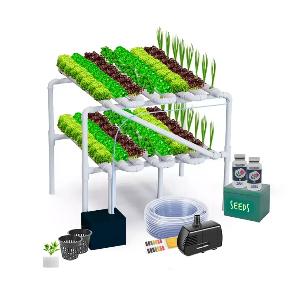 [KITWNUTRN16] Kit hidropônico N16 NFT System para 128 plantas, jardim interno completo com nutrientes, sementes e acessórios