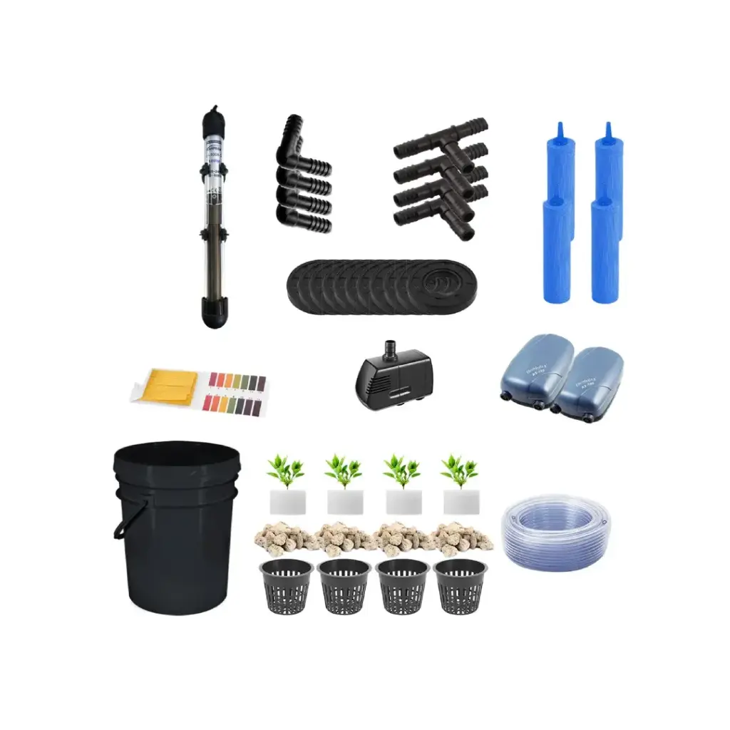 Grow Pot RDWC 20L Kit Sistema hidropônico de 5 baldes com bombas de ar, potes mesh e reservatório de água