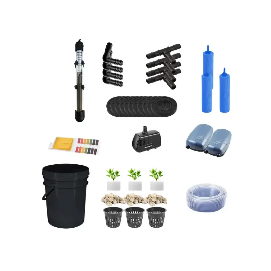 Grow Pot RDWC 5GAL Kit 4-Bucket Hydroponic System with Air Pumps, Net Pots & Water Reservoir